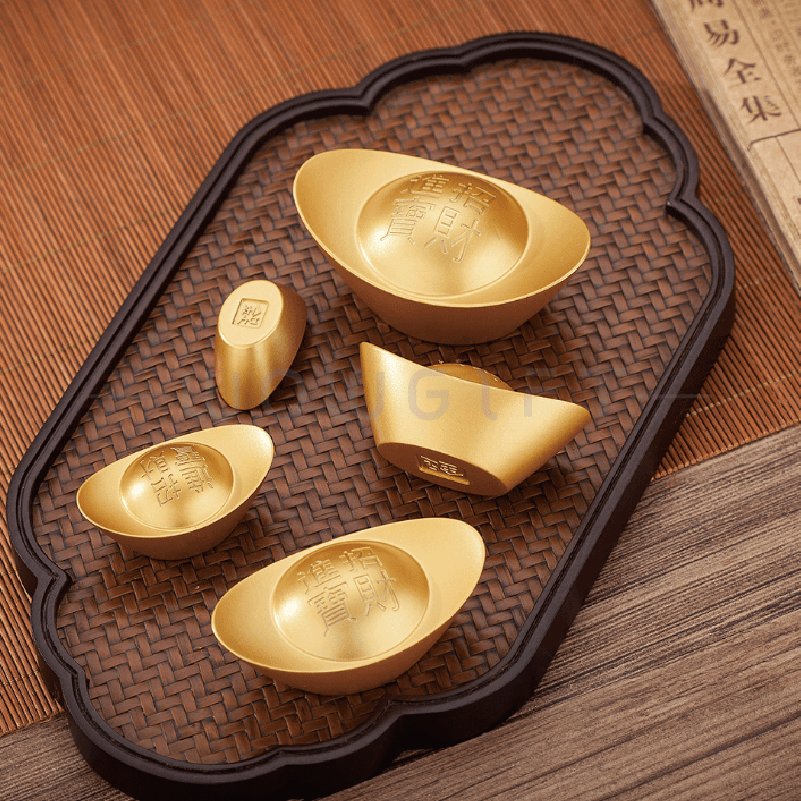 開運小物．黃銅實心開工金元寶