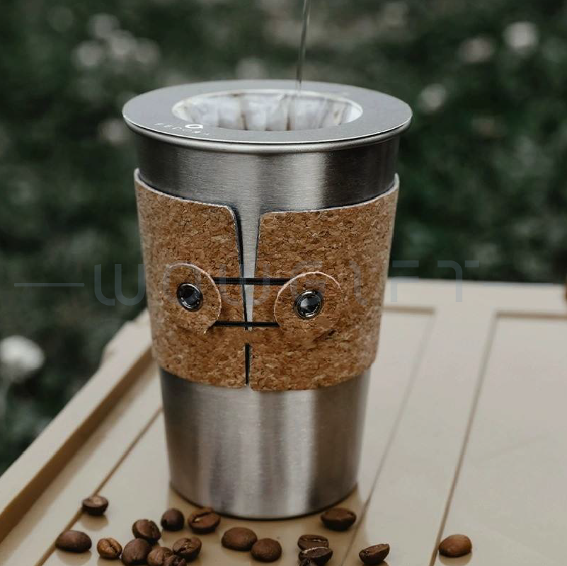 高質感皮革咖啡杯 4 件組．戶外手沖咖啡禮盒組