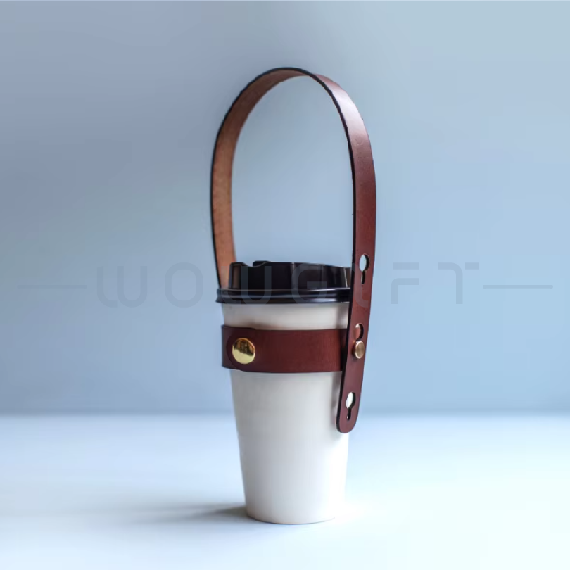 PU 皮革手提杯套客製．外帶隨行