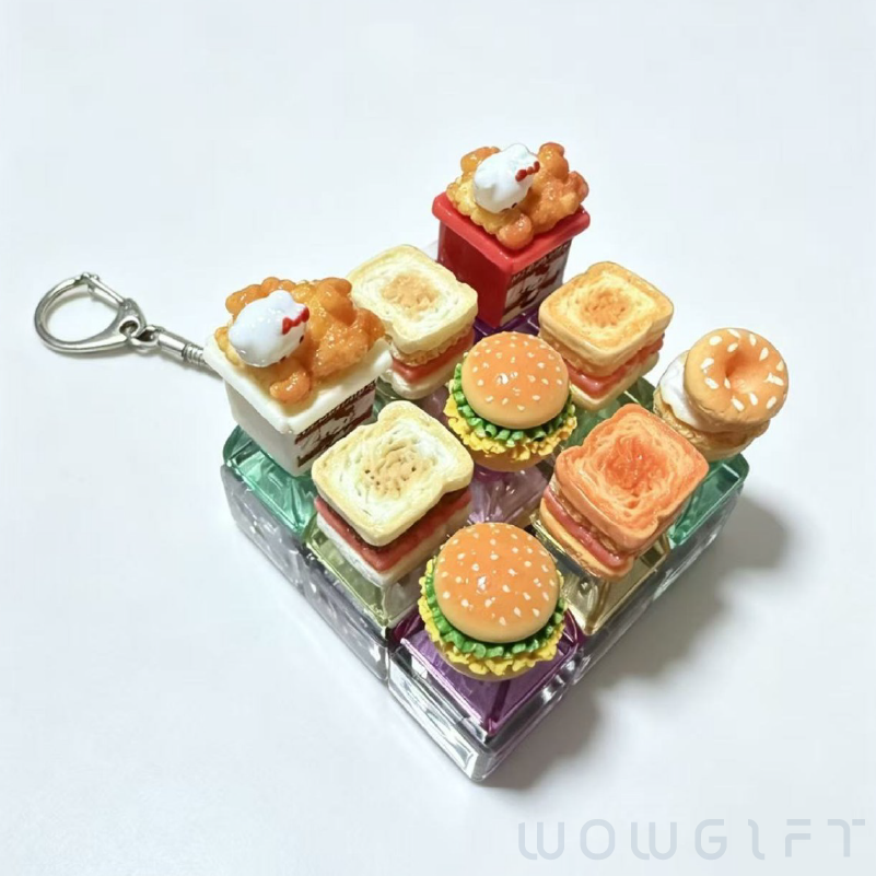 客製發光漢堡按壓鑰匙圈．解壓掛飾