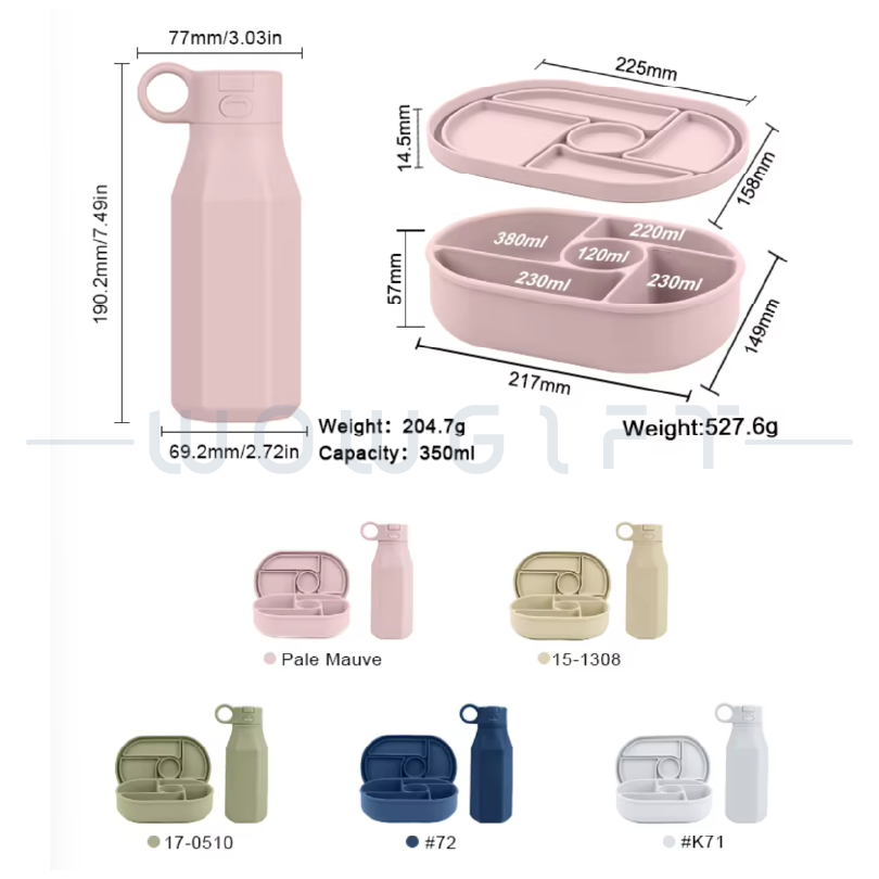 客製矽膠便當盒組．可微波餐盒水瓶組