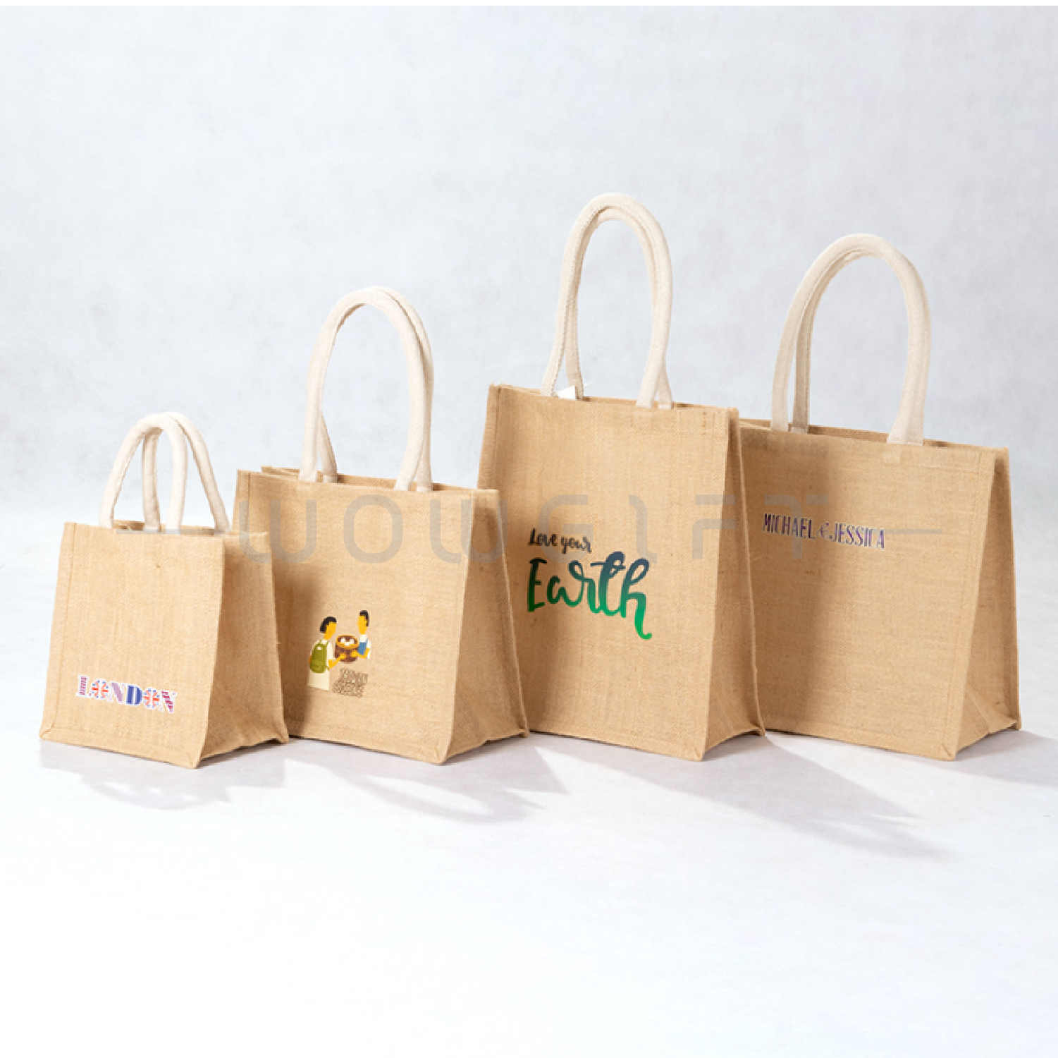 黃麻布購物袋 A4 橫式客製．全彩彩印．企業贈品／展會提袋