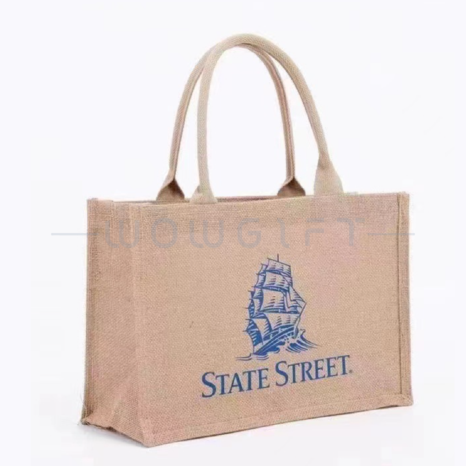 黃麻布購物袋 A4 橫式客製．全彩彩印．企業贈品／展會提袋