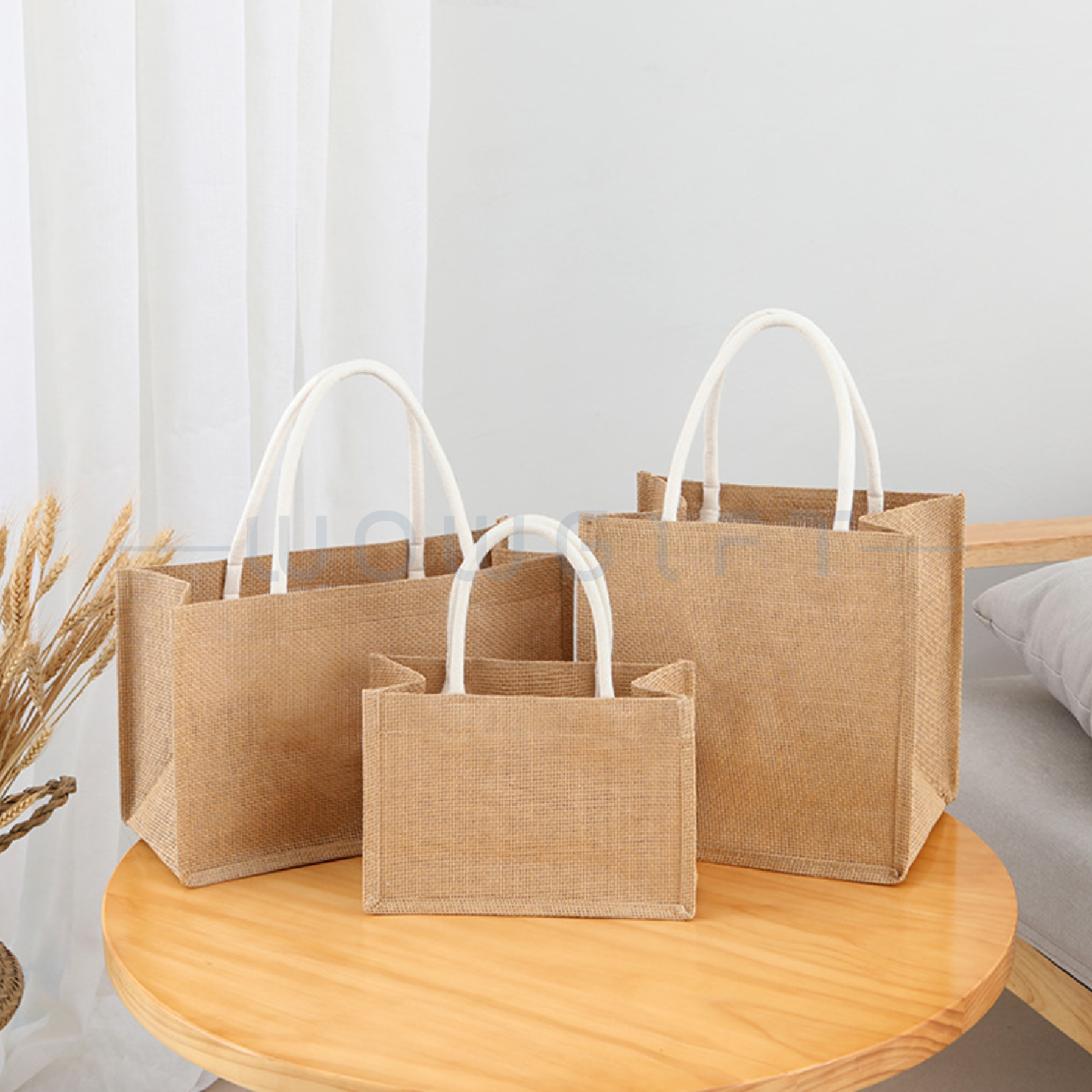 黃麻布購物袋 A4 橫式客製．全彩彩印．企業贈品／展會提袋