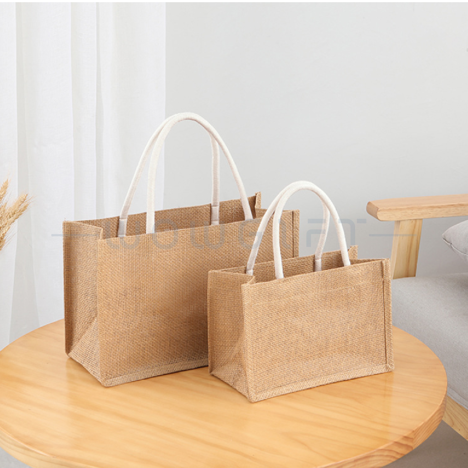 黃麻布購物袋 A4 橫式客製．全彩彩印．企業贈品／展會提袋