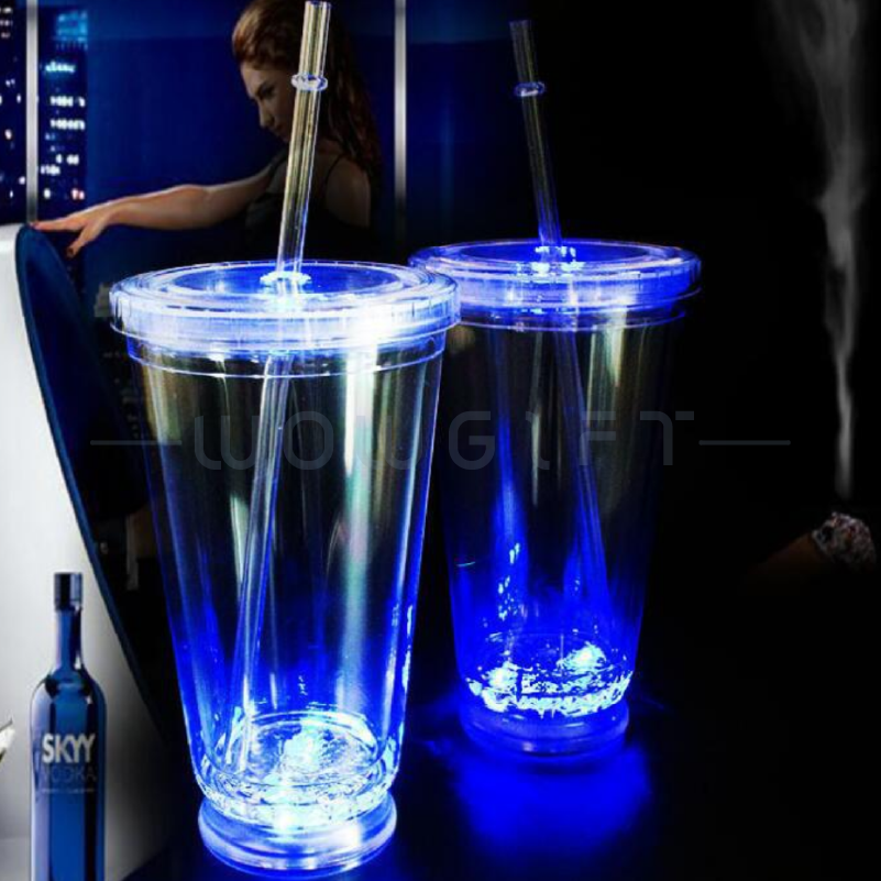 LED 發光雙層吸管杯客製．夜光杯／廣告杯／派對杯／活動贈品