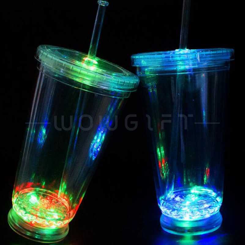 LED 發光雙層吸管杯客製．夜光杯／廣告杯／派對杯／活動贈品