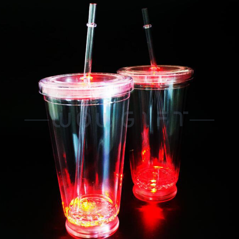 LED 發光雙層吸管杯客製．夜光杯／廣告杯／派對杯／活動贈品